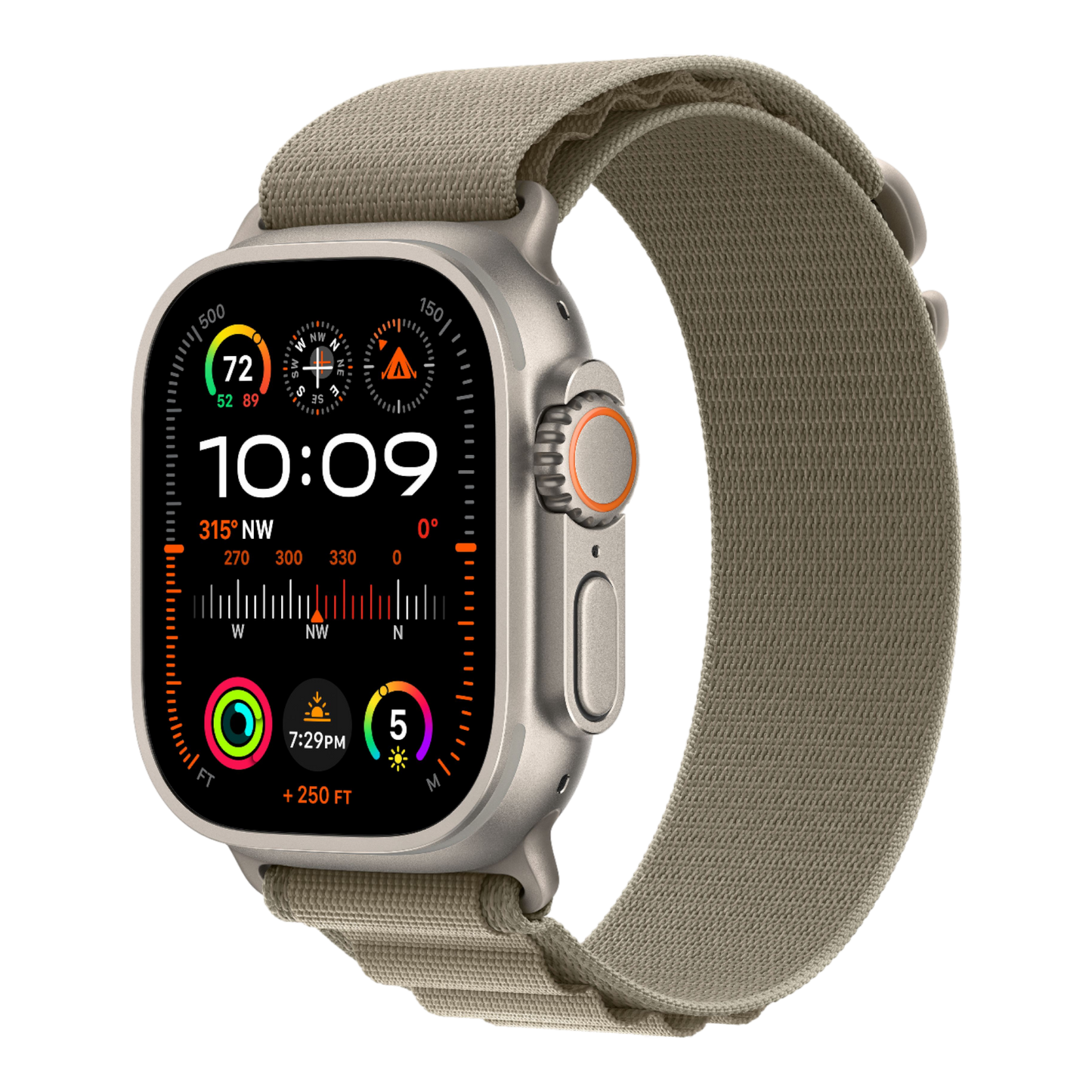 Apple Watch Ultra 2 GPS + Cellular, 49mm Titanium Case with Olive Alpine Loop - Large - alAsil