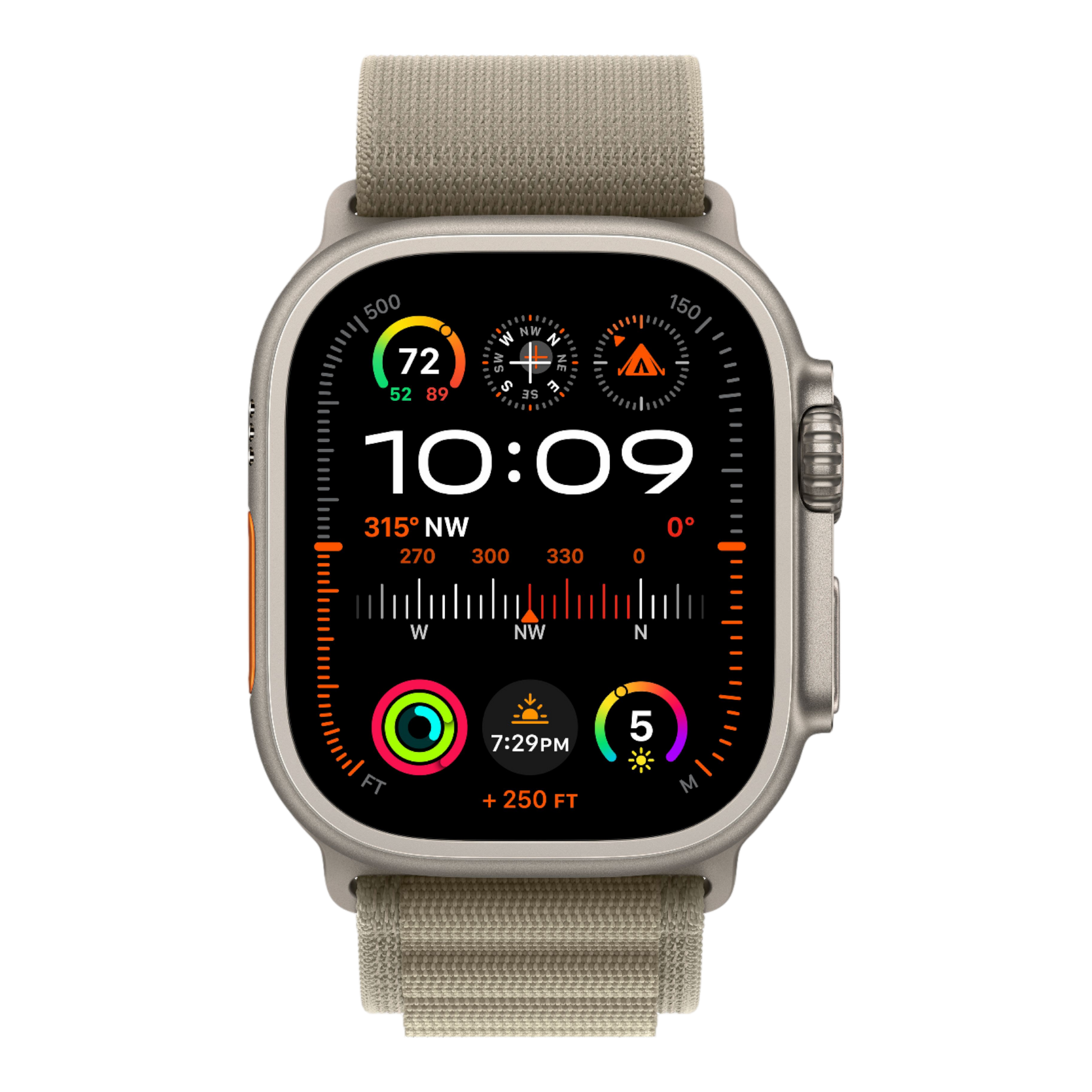 Apple Watch Ultra 2 GPS + Cellular, 49mm Titanium Case with Olive Alpine Loop - Medium - alAsil