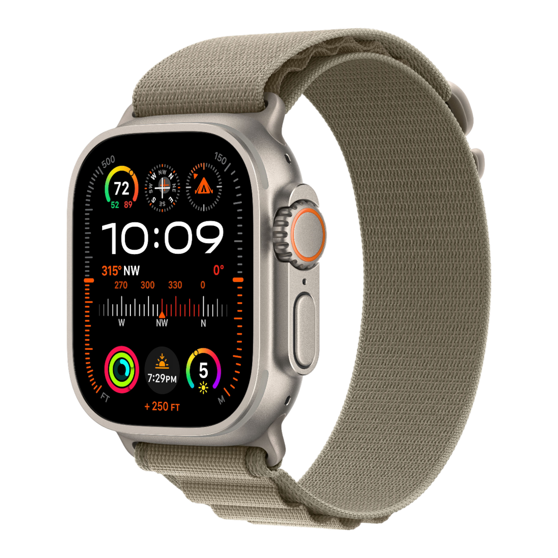 Apple Watch Ultra 2 GPS + Cellular, 49mm Titanium Case with Olive Alpine Loop - Small - alAsil