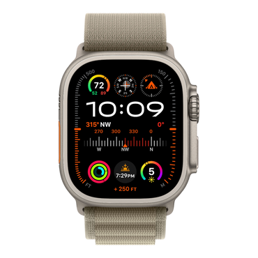 Apple Watch Ultra 2 GPS + Cellular, 49mm Titanium Case with Olive Alpine Loop - Small - alAsil