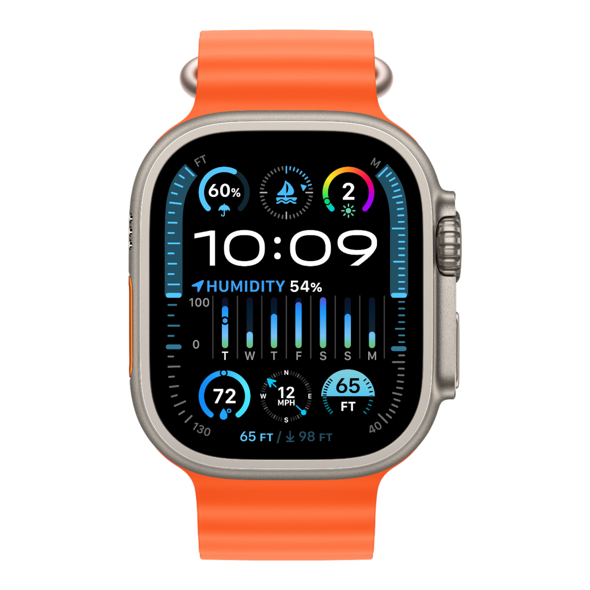 Apple Watch Ultra 2 GPS + Cellular, 49mm Titanium Case with Orange Ocean Band - alAsil