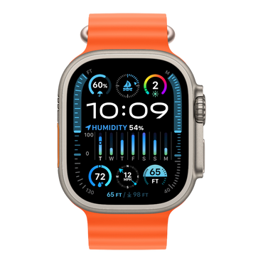 Apple Watch Ultra 2 GPS + Cellular, 49mm Titanium Case with Orange Ocean Band - alAsil
