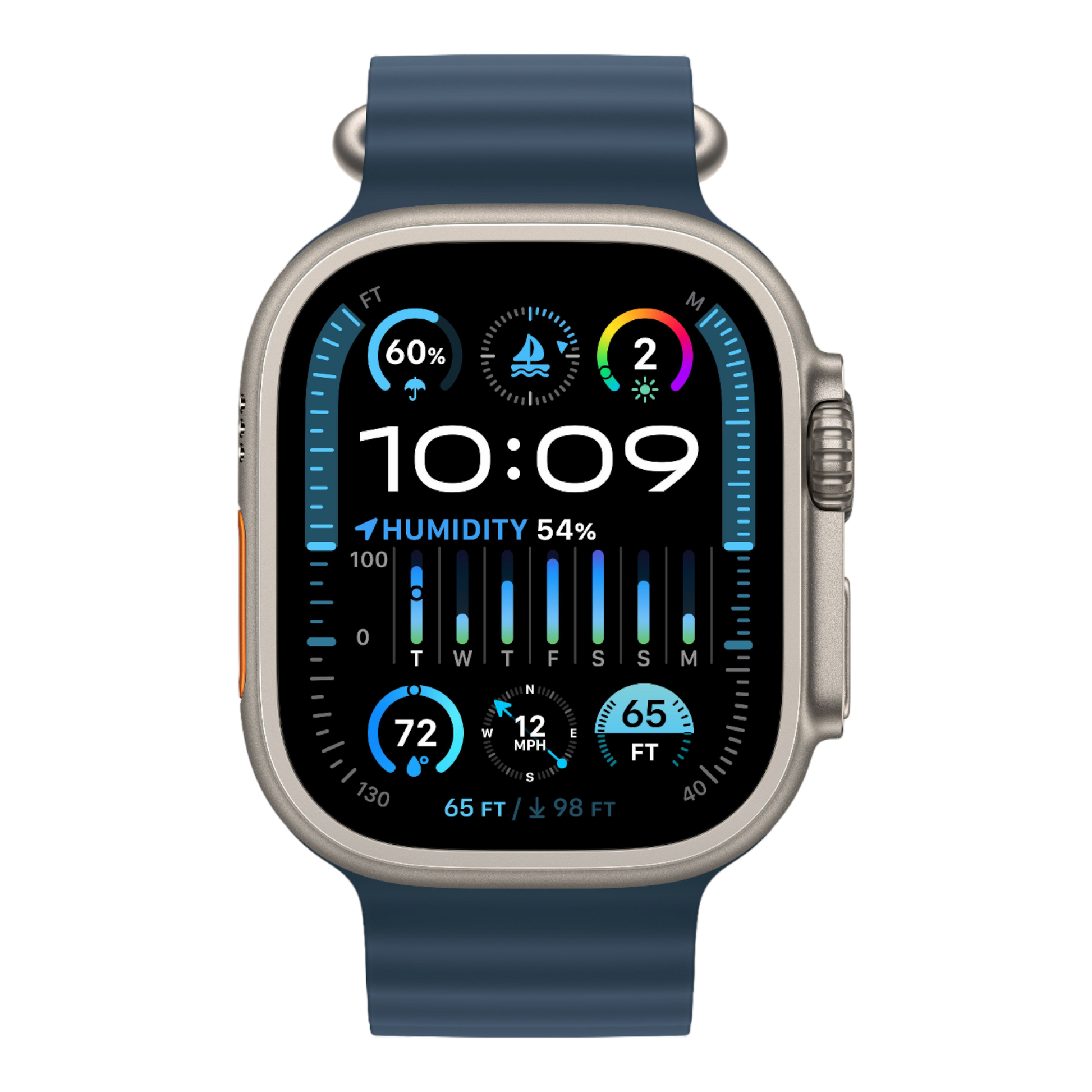 Apple Watch Ultra 2 GPS + Cellular, 49mm Titanium Case with Blue Ocean Band - alAsil