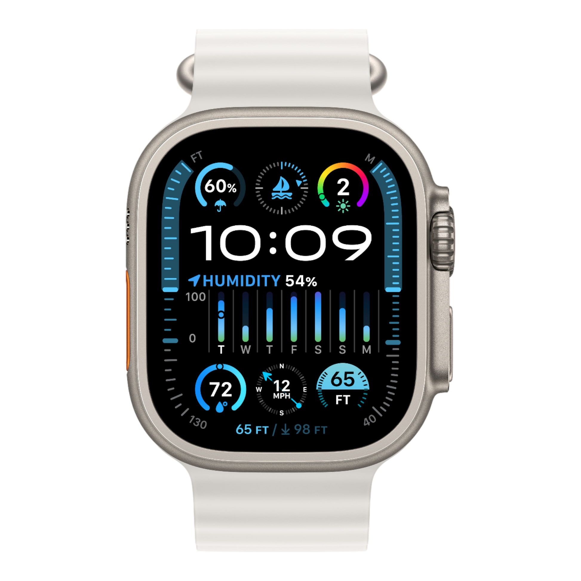 Apple Watch Ultra 2 GPS + Cellular, 49mm Titanium Case with White Ocean Band - alAsil