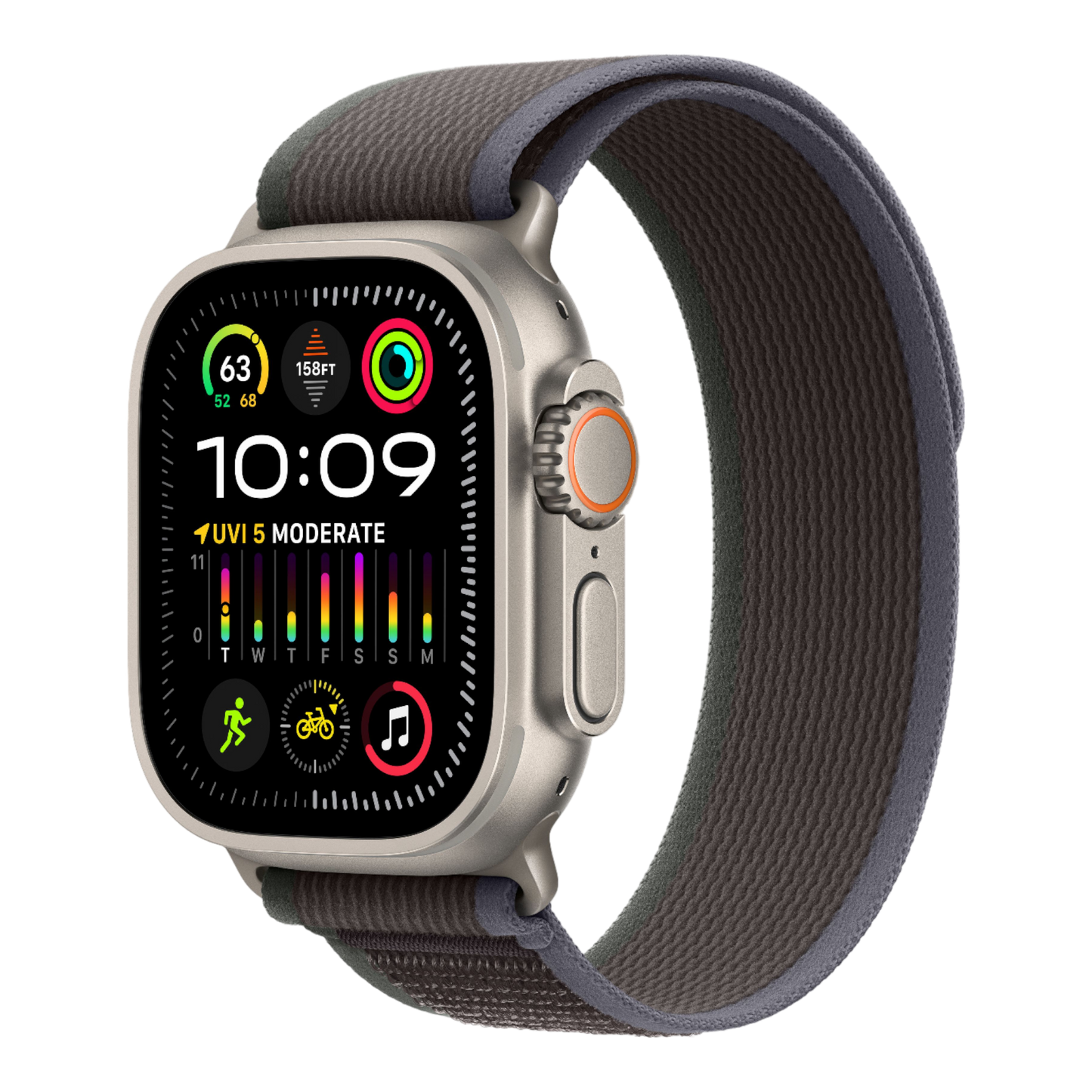 Apple Watch Ultra 2 GPS + Cellular, 49mm Titanium Case with Blue/Black Trail Loop - M/L - alAsil