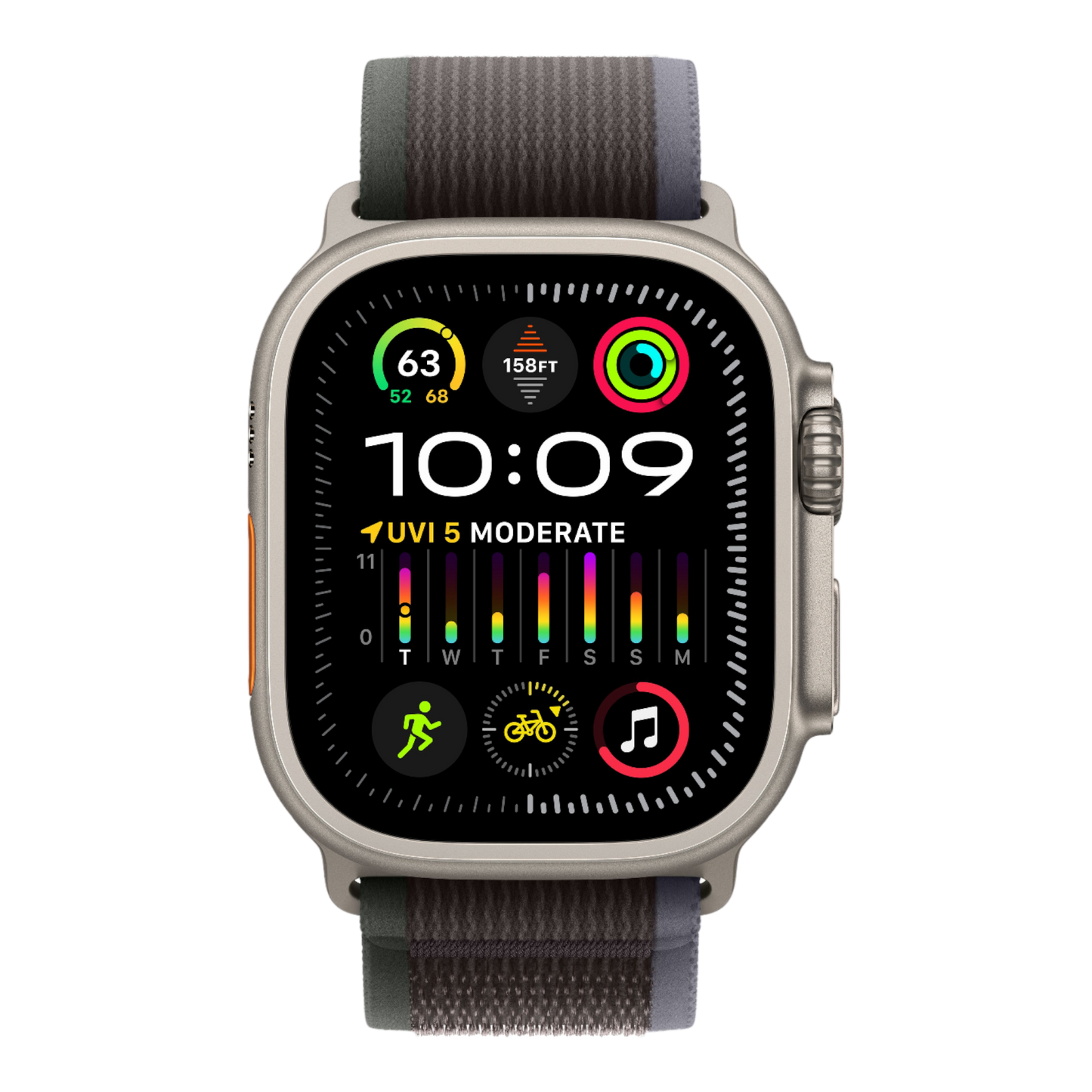 Apple Watch Ultra 2 GPS + Cellular, 49mm Titanium Case with Blue/Black Trail Loop - M/L - alAsil