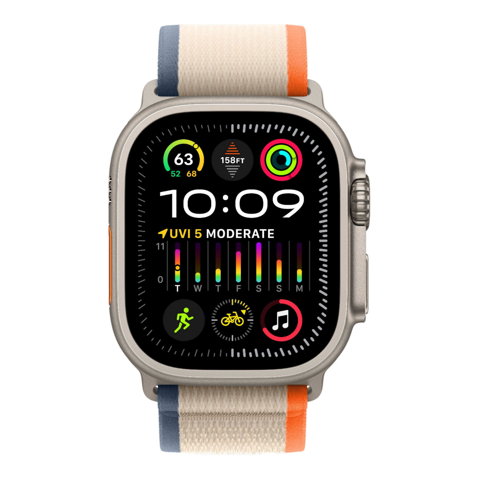 Apple Watch Ultra 2 GPS + Cellular, 49mm Titanium Case with Orange/Beige Trail Loop - S/M - alAsil