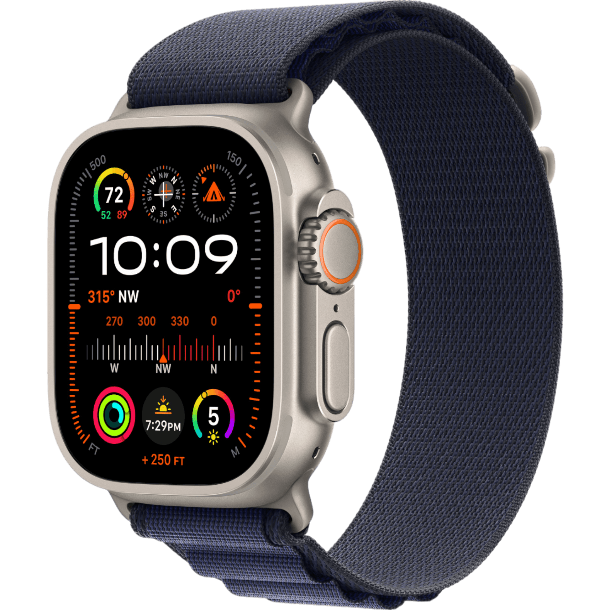 Apple Watch Ultra 2 GPS + Cellular, 49mm Natural Titanium Case with Navy Alpine Loop - Medium - alAsil