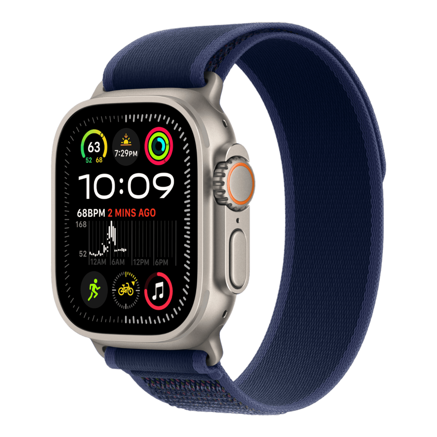 Apple Watch Ultra 2 GPS + Cellular, 49mm Natural Titanium Case with Blue Trail Loop - M/L - alAsil