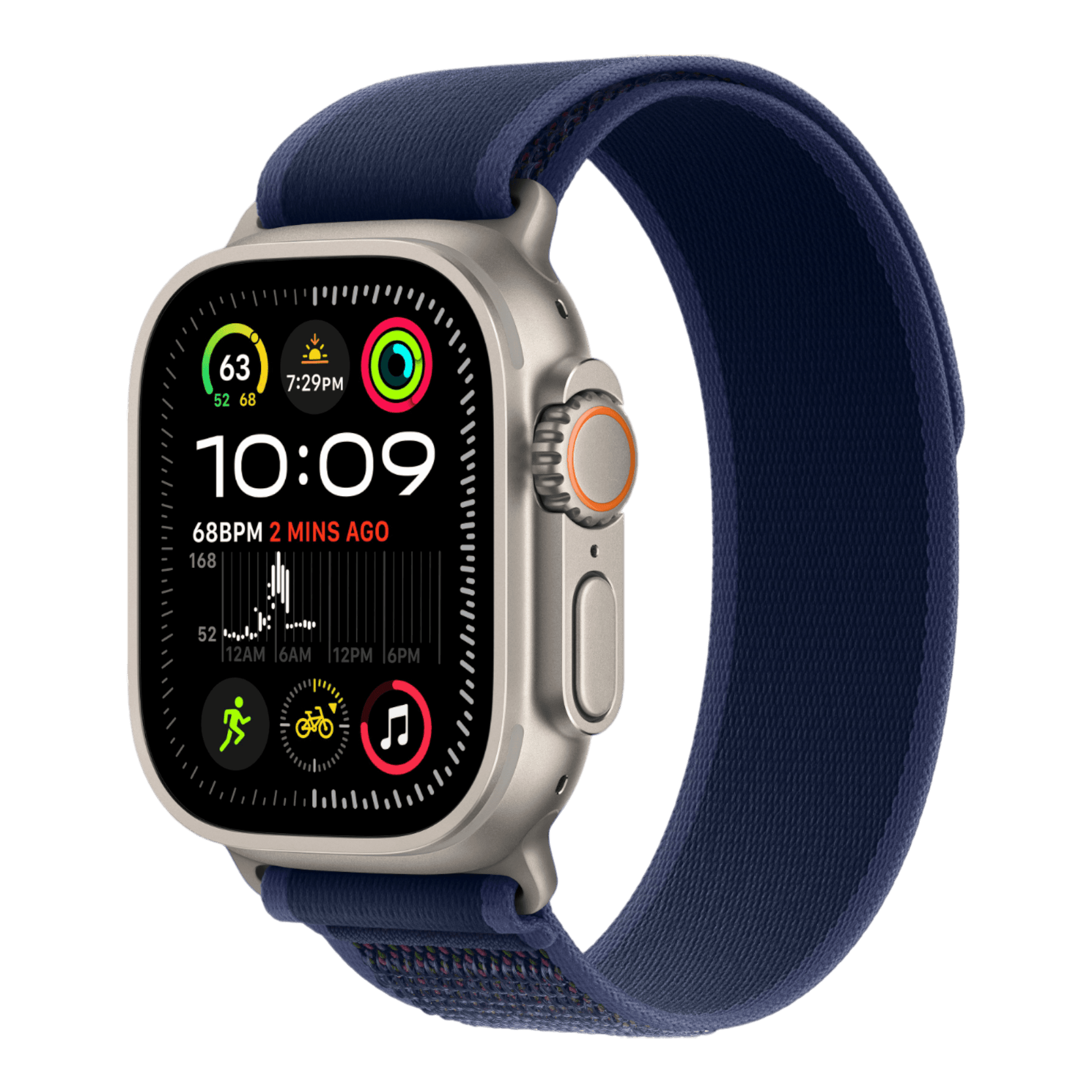 Apple Watch Ultra 2 GPS + Cellular, 49mm Natural Titanium Case with Blue Trail Loop - M/L - alAsil