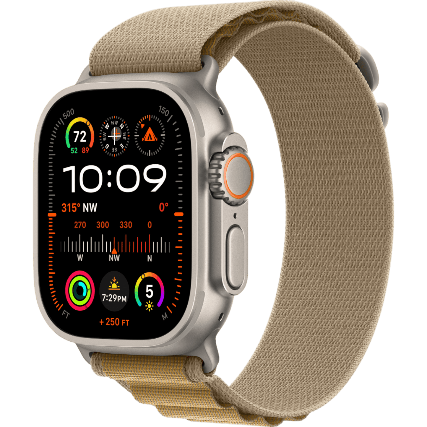 Apple Watch Ultra 2 GPS + Cellular, 49mm Natural Titanium Case with Tan Alpine Loop - Medium - alAsil