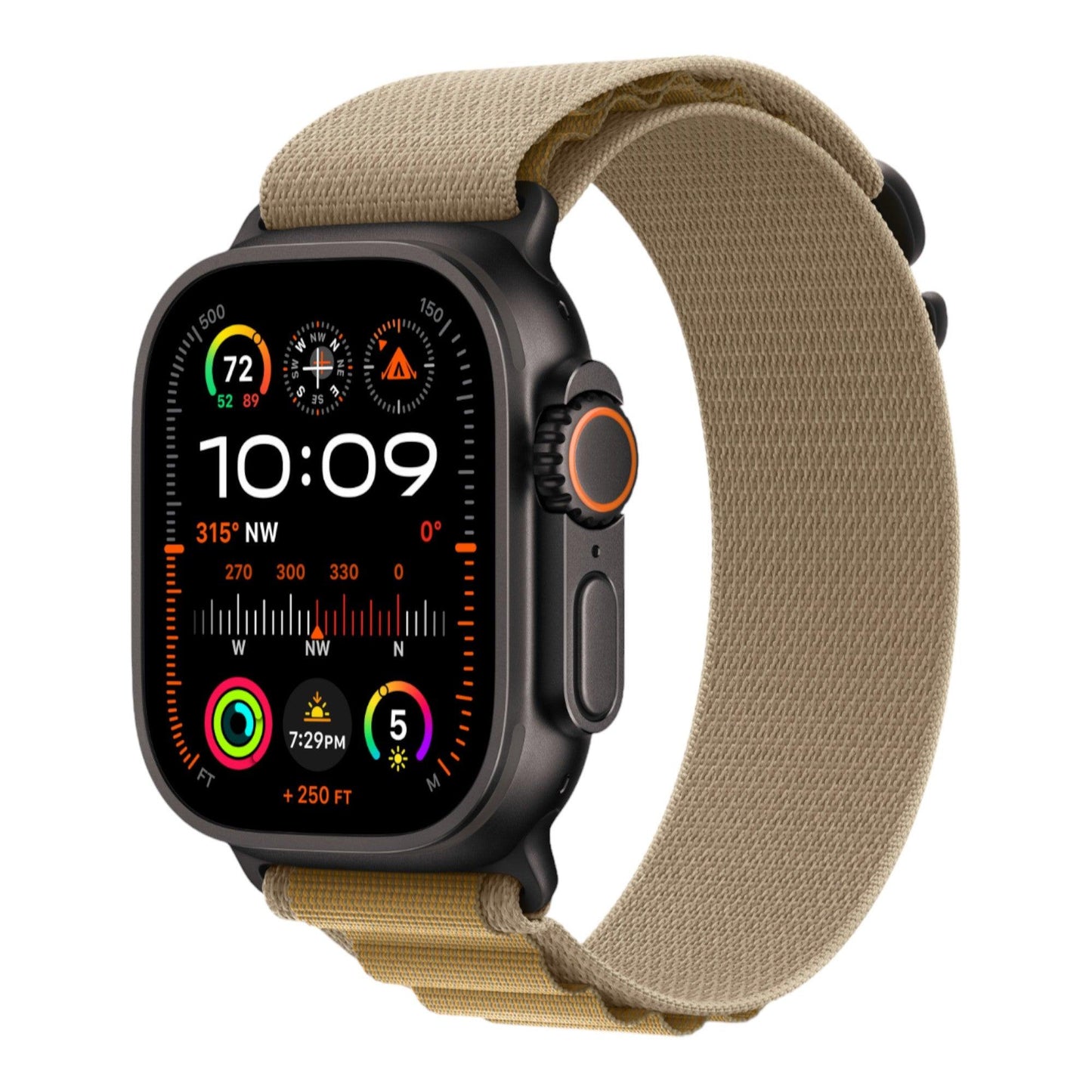 Apple Watch Ultra 2 GPS + Cellular, 49mm Black Titanium Case with Tan Alpine Loop - Medium - alAsil