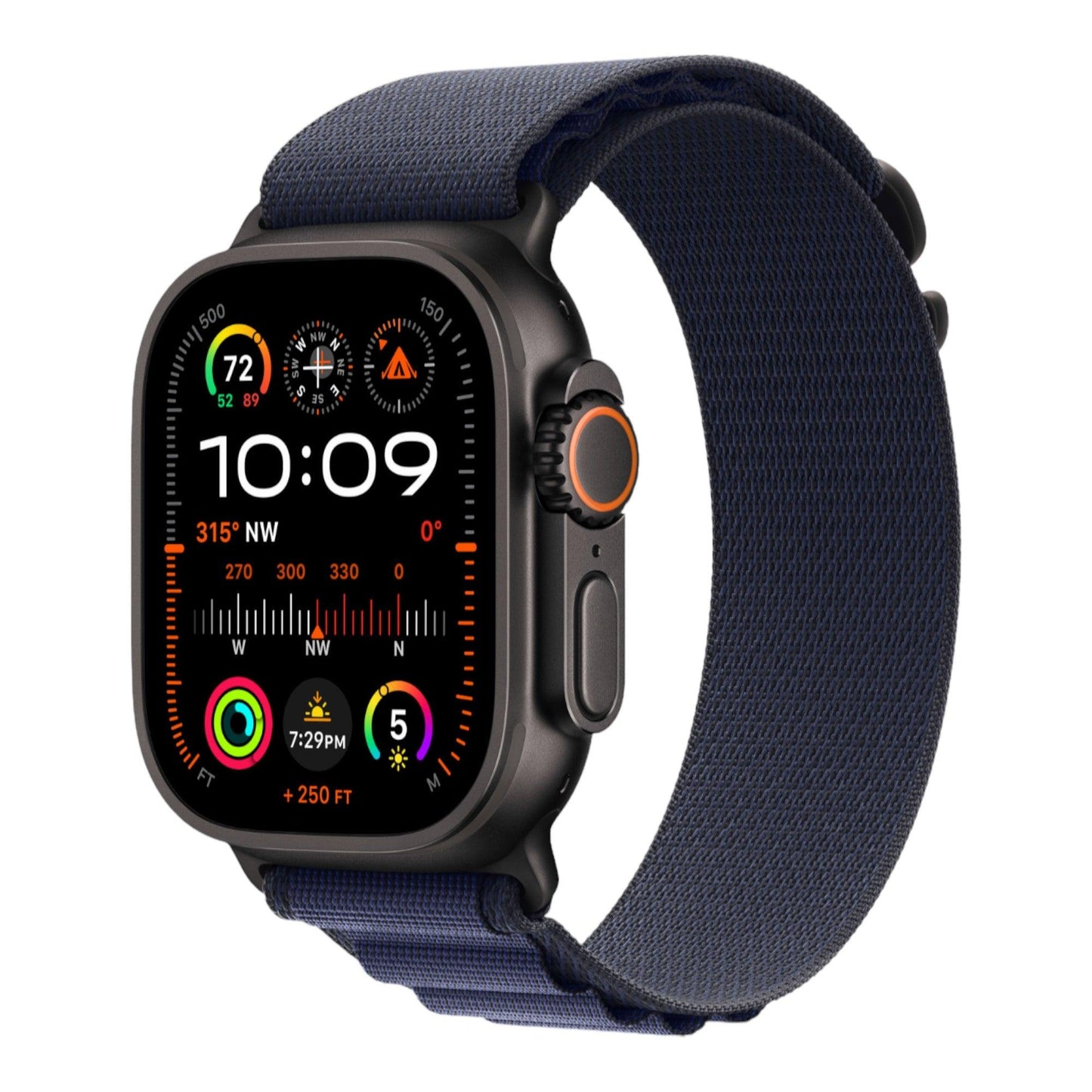 Apple Watch Ultra 2 GPS + Cellular, 49mm Black Titanium Case with Navy Alpine Loop - Medium - alAsil