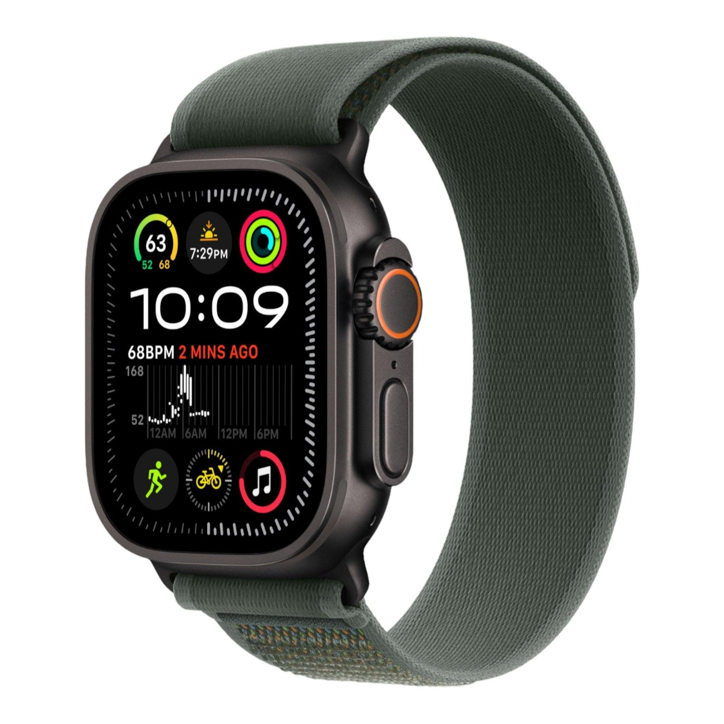 Apple Watch Ultra 2 GPS + Cellular, 49mm Black Titanium Case with Dark Green Alpine Loop - Medium - alAsil