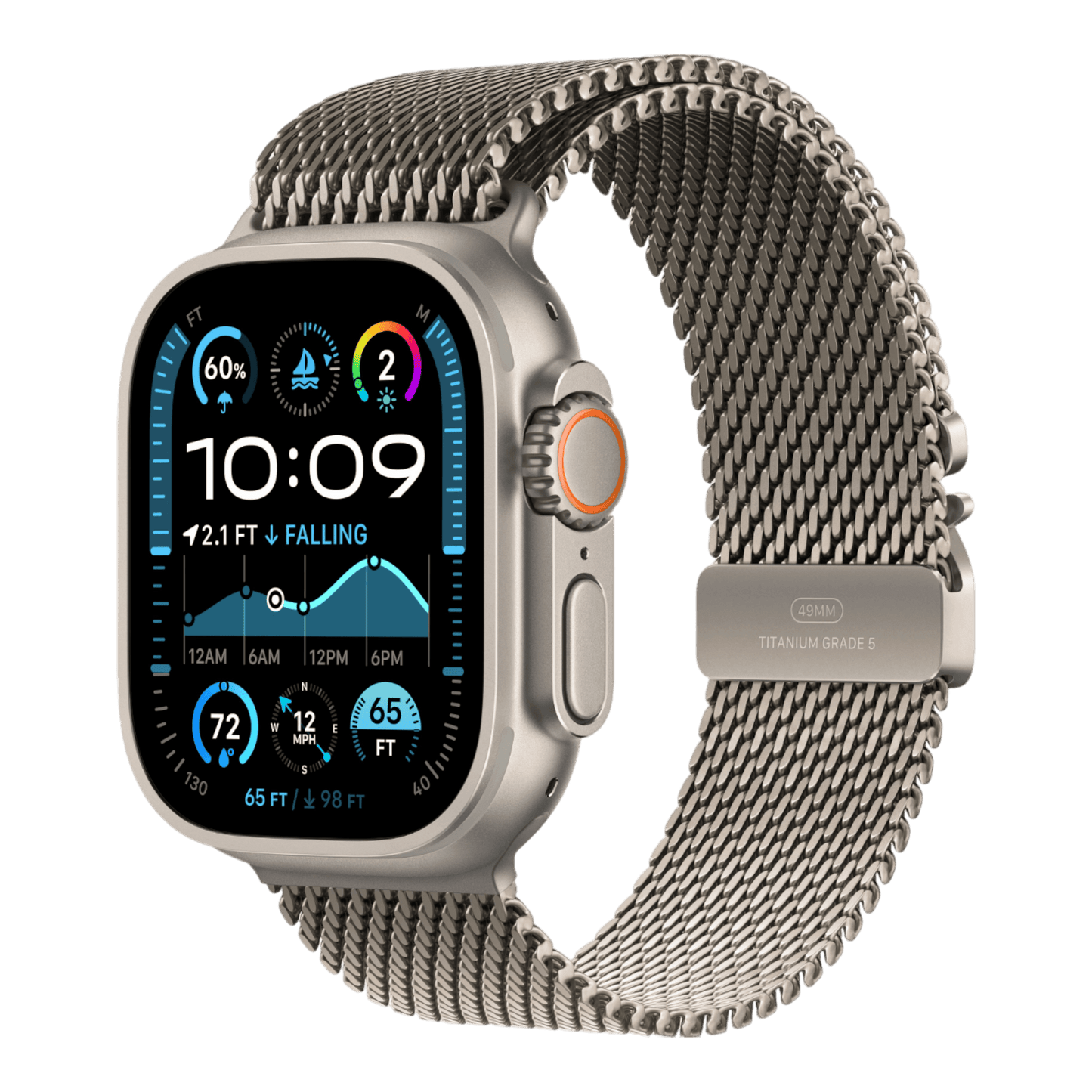 Apple Watch Ultra 2 GPS + Cellular, 49mm Natural Titanium Case with Natural Titanium Milanese Loop - Medium - alAsil