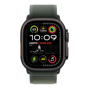 Apple Watch Ultra 2 GPS + Cellular, 49mm Black Titanium Case with Dark Green Alpine Loop - Medium - alAsil