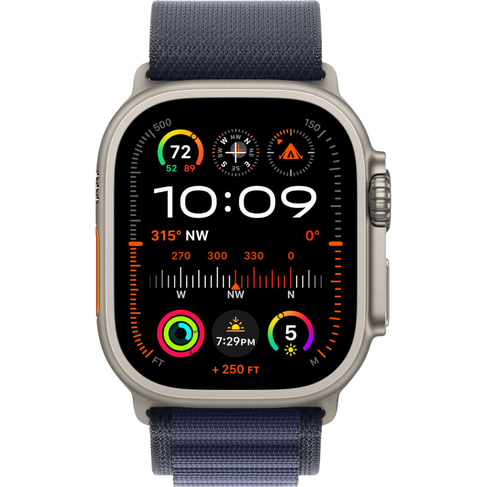 Apple Watch Ultra 2 GPS + Cellular, 49mm Natural Titanium Case with Navy Alpine Loop - Medium - alAsil