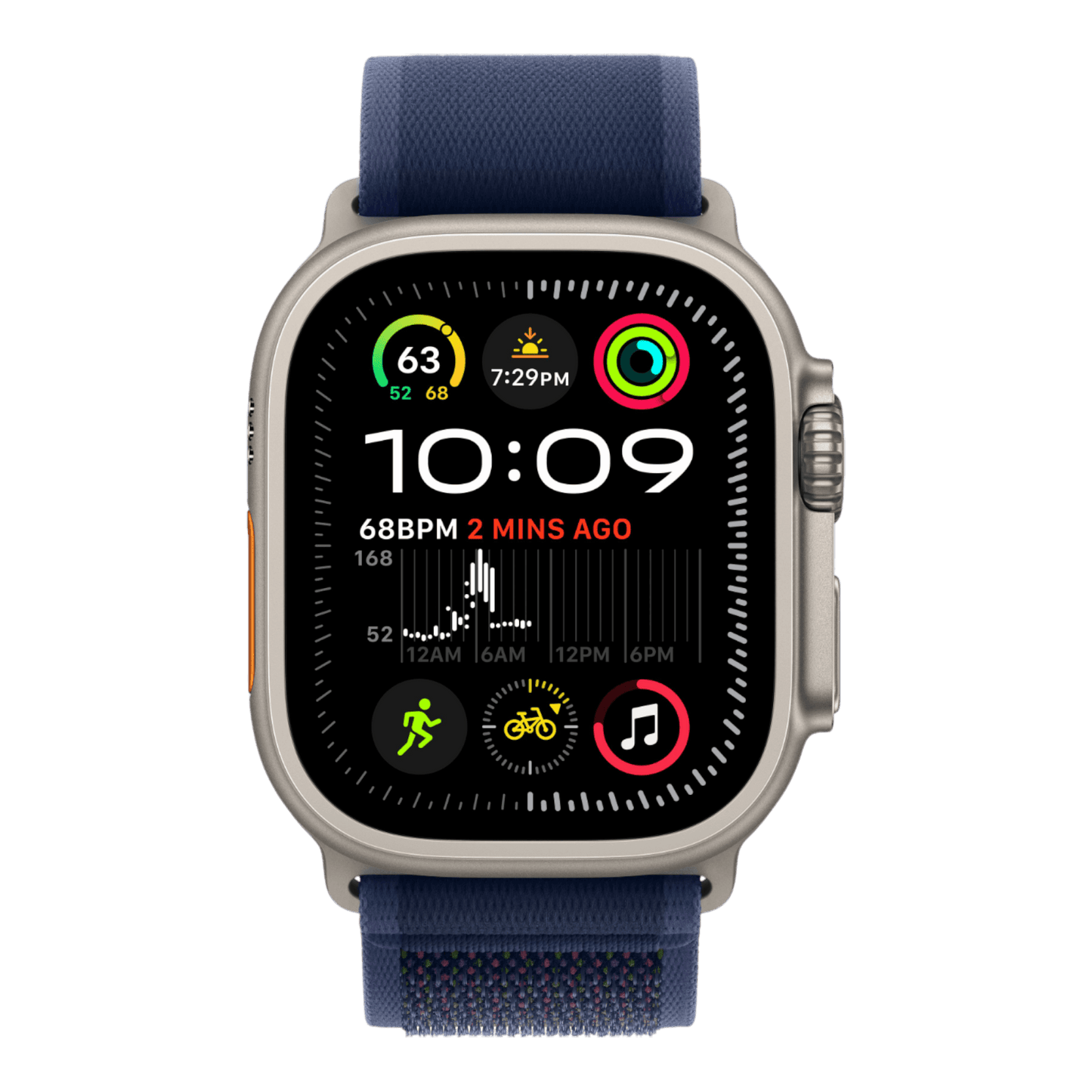 Apple Watch Ultra 2 GPS + Cellular, 49mm Natural Titanium Case with Blue Trail Loop - M/L - alAsil