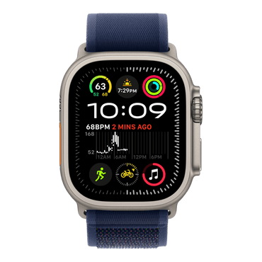 Apple Watch Ultra 2 GPS + Cellular, 49mm Natural Titanium Case with Blue Trail Loop - M/L - alAsil