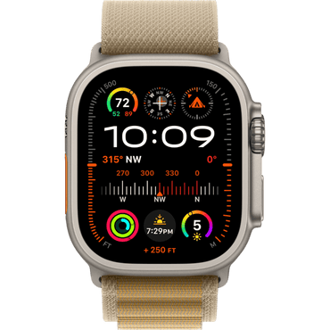 Apple Watch Ultra 2 GPS + Cellular, 49mm Natural Titanium Case with Tan Alpine Loop - Medium - alAsil