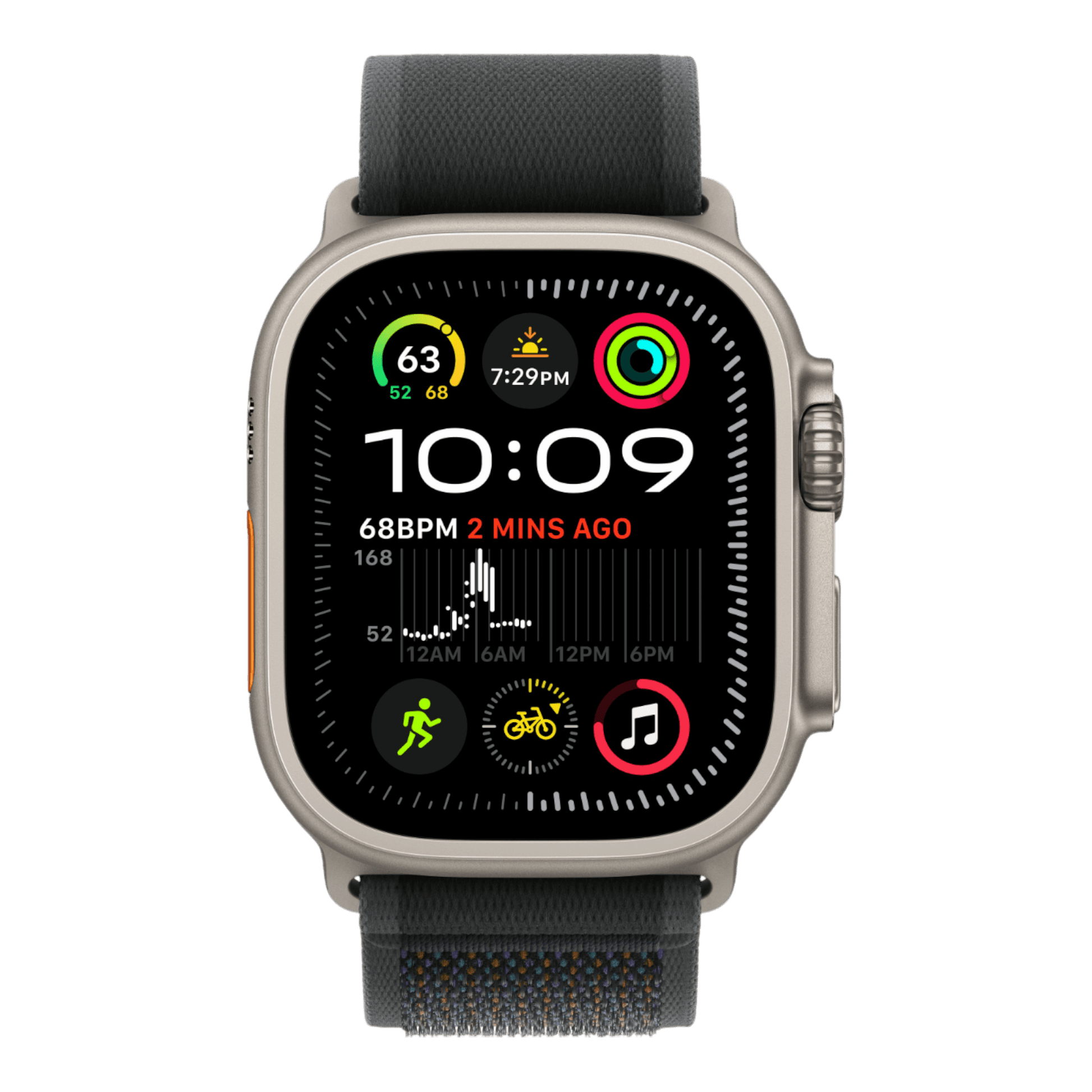 Apple Watch Ultra 2 GPS + Cellular, 49mm Natural Titanium Case with Black Trail Loop - M/L - alAsil