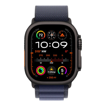 Apple Watch Ultra 2 GPS + Cellular, 49mm Black Titanium Case with Navy Alpine Loop - Medium - alAsil