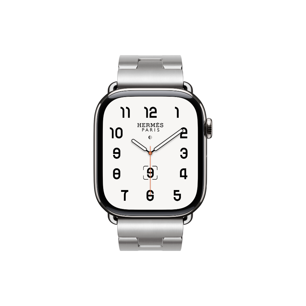 Apple Watch Hermès Series 10 GPS + Cellular, 42mm Silver Titanium Case with Satiné Grand H - Medium