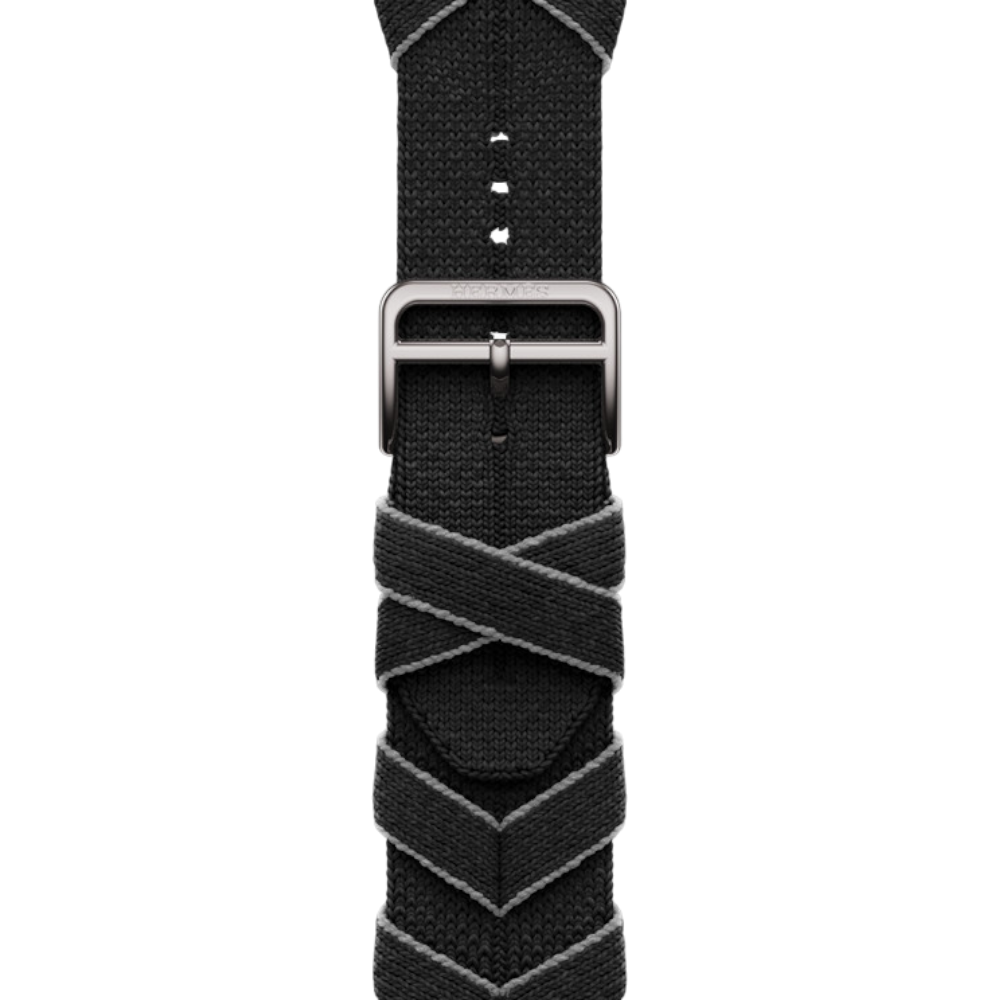 Apple Watch Hermès Series 10 GPS + Cellular, 46mm Silver Titanium Case with Noir/Gris Bridon Single Tour, Onesize