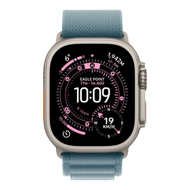 Apple Watch Ultra 3 GPS + Cellular, 49mm Titanium Case with Light Blue Alpine Loop - Small