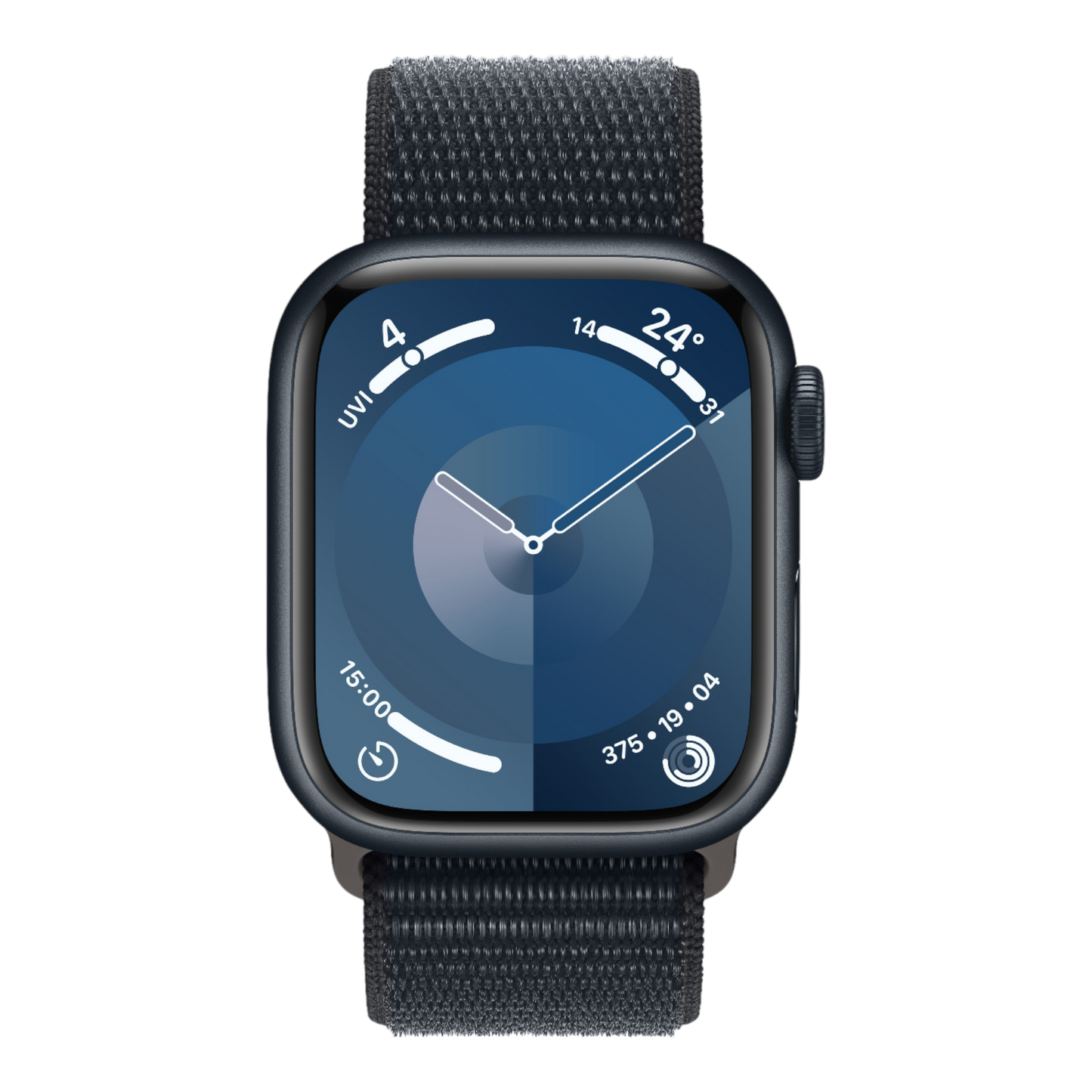 Apple Watch Series 9 GPS, 41mm Midnight Aluminum Case with Midnight Sport Loop - alAsil
