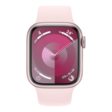 Apple Watch Series 9 GPS, 41mm Pink Aluminum Case with Light Pink Sport Band - M/L - alAsil