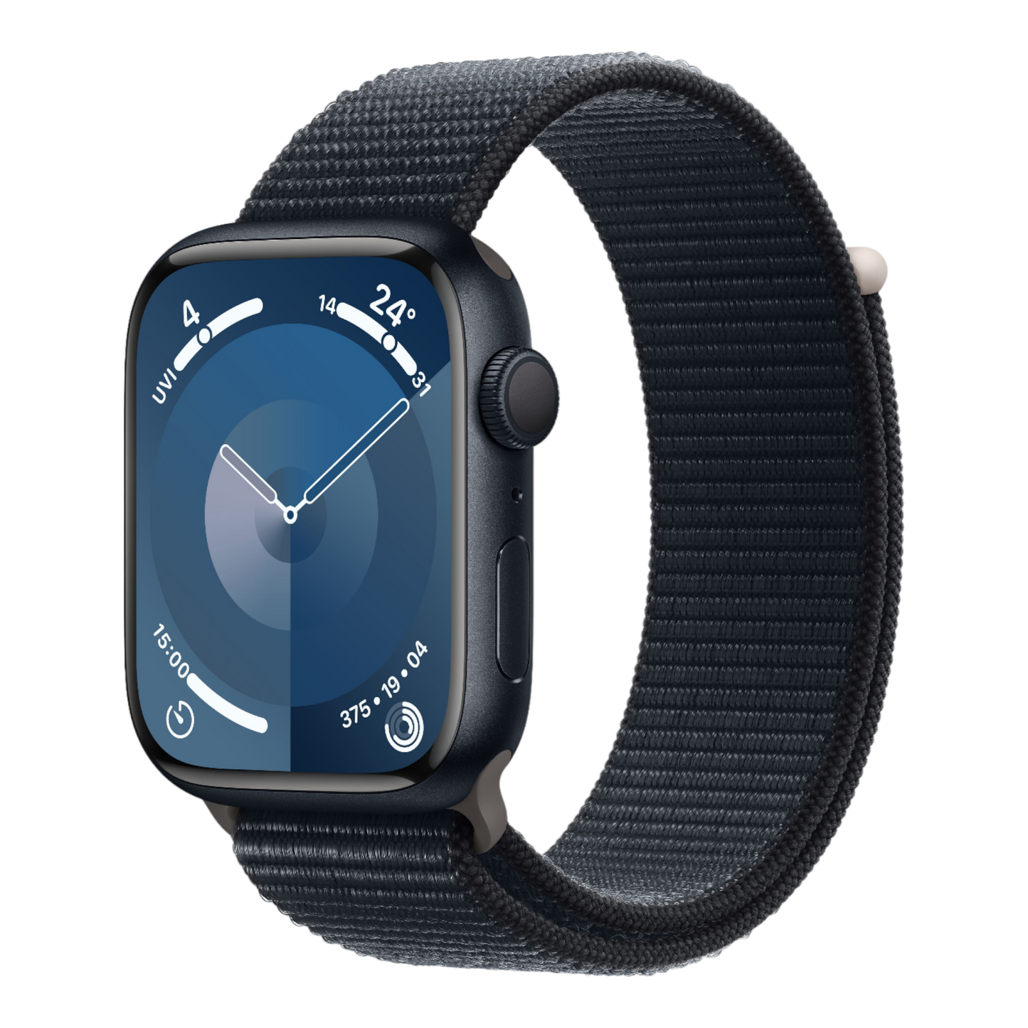 Apple Watch Series 9 GPS, 45mm Midnight Aluminum Case with Midnight Sport Loop - alAsil