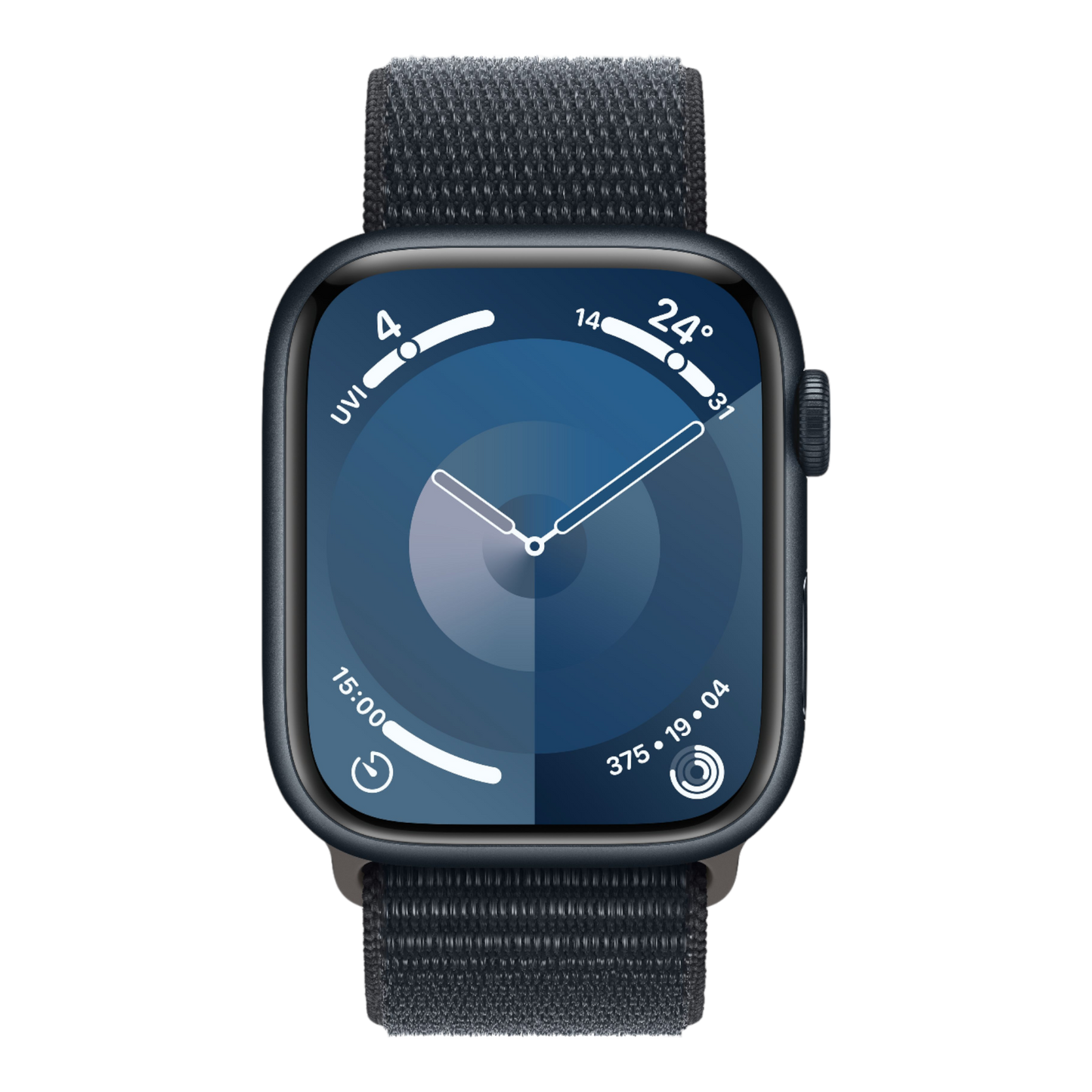 Apple Watch Series 9 GPS, 45mm Midnight Aluminum Case with Midnight Sport Loop - alAsil