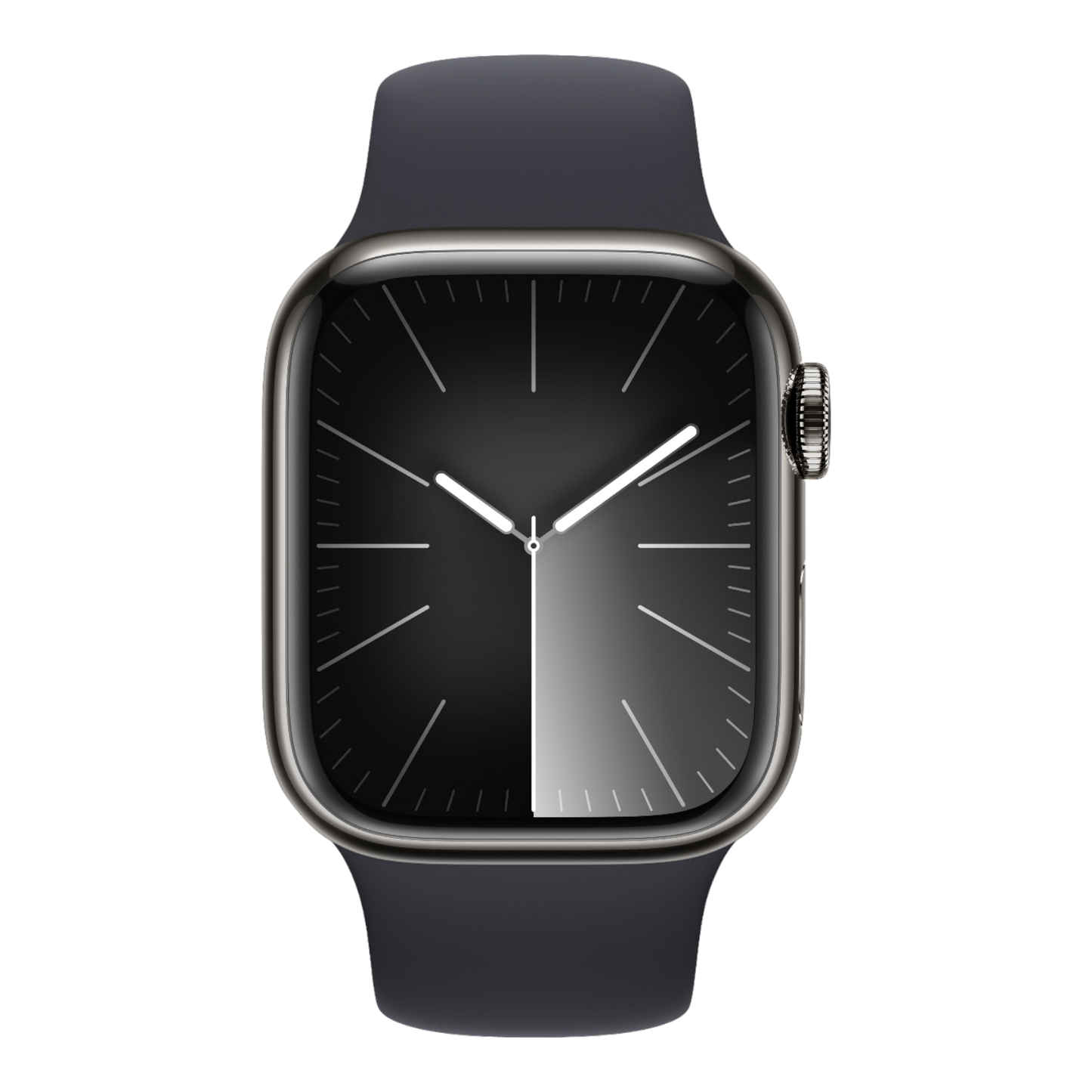 Apple Watch Series 9 GPS + Cellular, 45mm Graphite Stainless Steel Case with Midnight Sport Band - M/L - alAsil