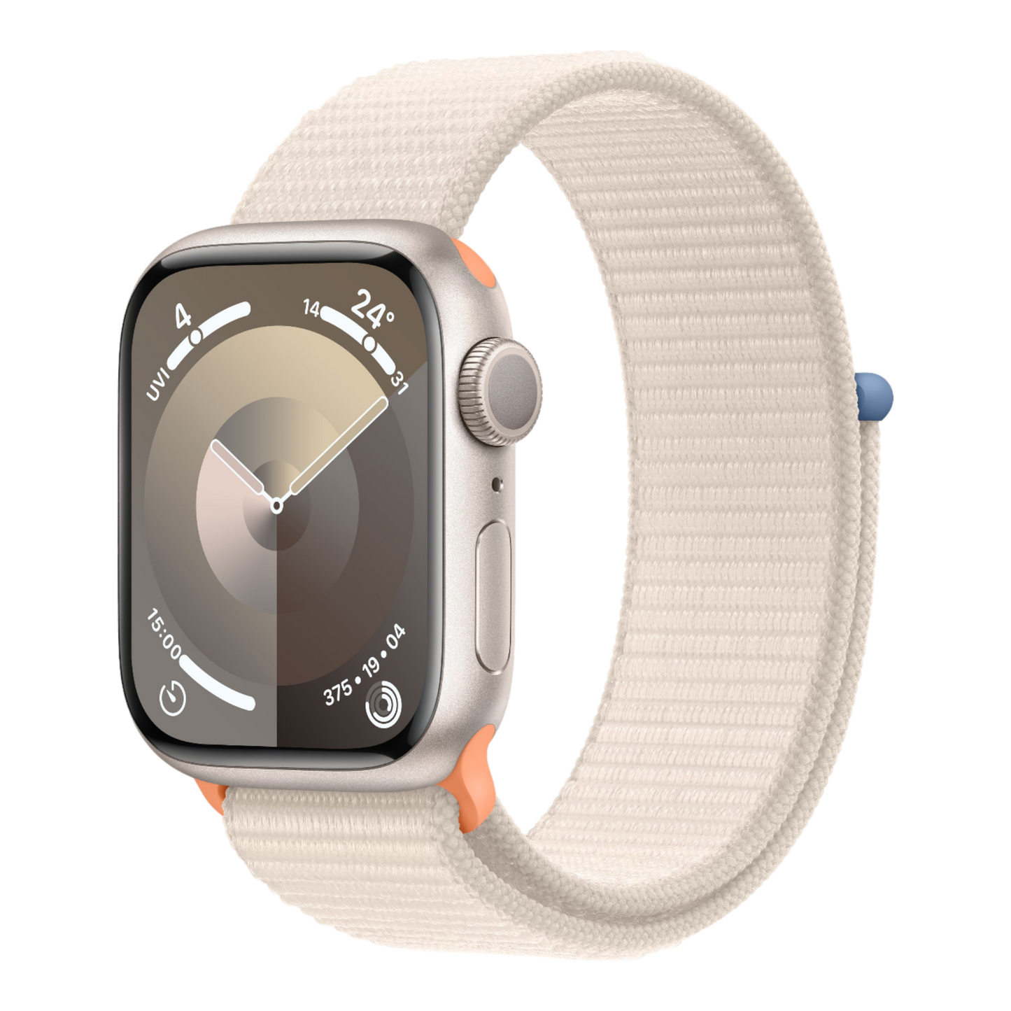 Apple Watch Series 9 GPS, 41mm Starlight Aluminum Case with Starlight Sport Loop - alAsil