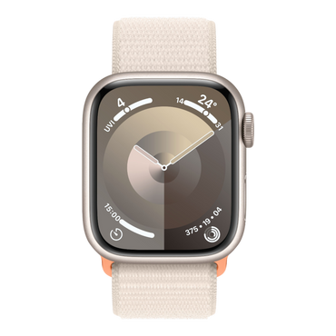 Apple Watch Series 9 GPS, 41mm Starlight Aluminum Case with Starlight Sport Loop - alAsil