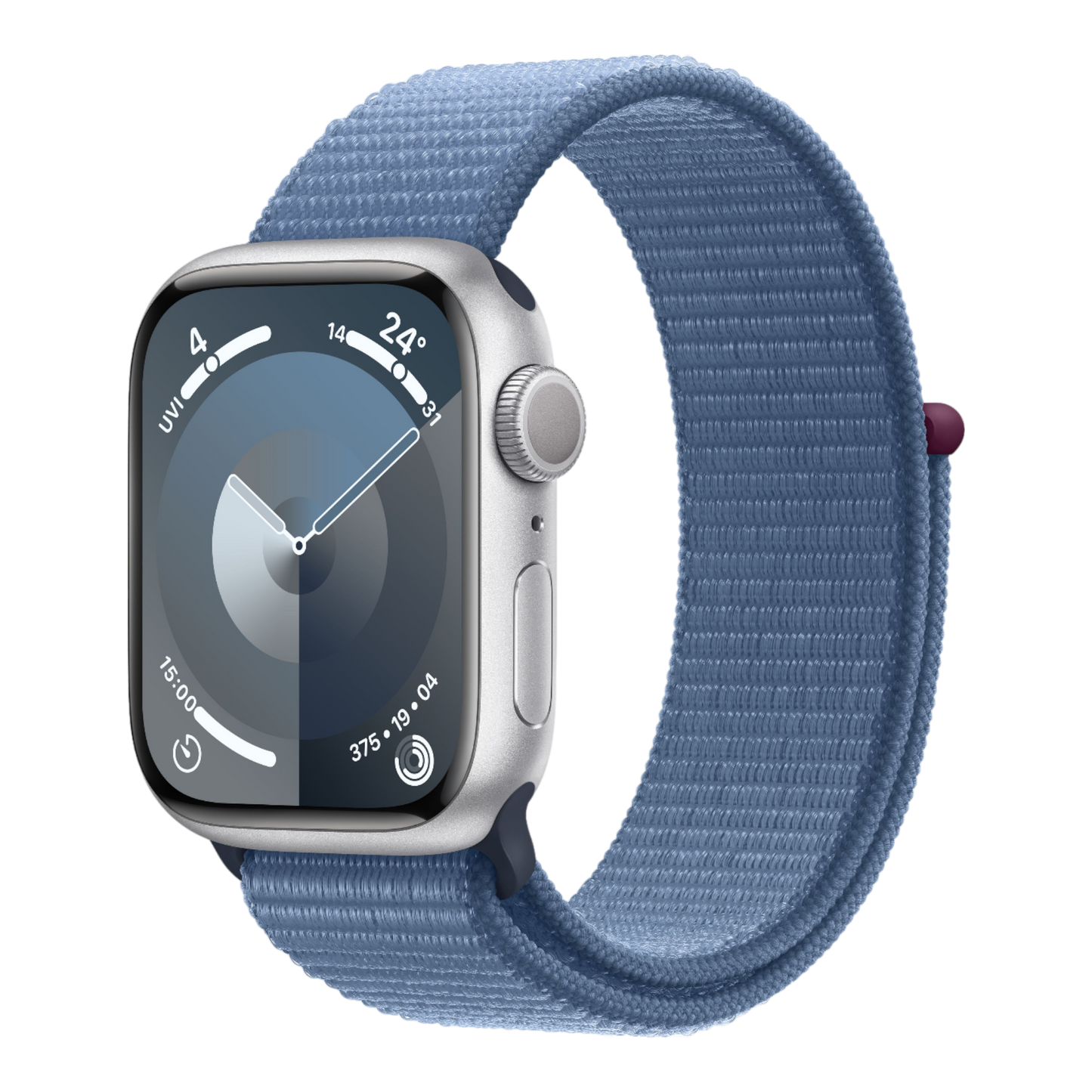 Apple Watch Series 9 GPS, 41mm Silver Aluminum Case with Winter Blue Sport Loop - alAsil