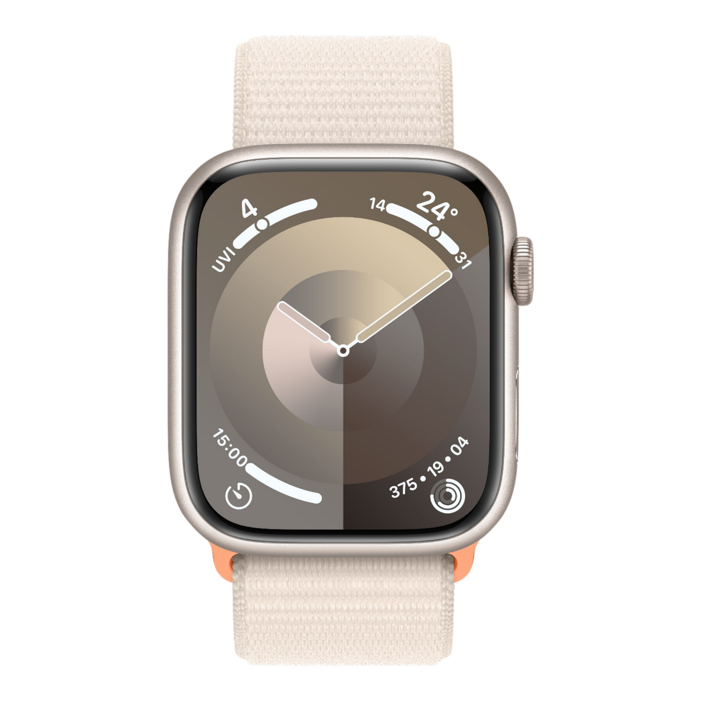 Apple Watch Series 9 GPS, 45mm Starlight Aluminum Case with Starlight Sport Loop - alAsil