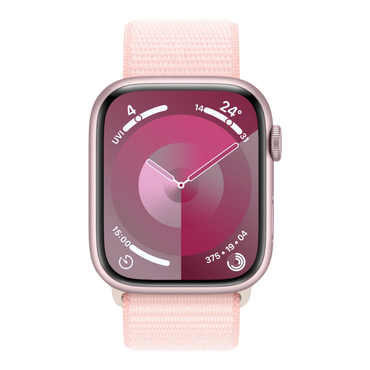 Apple Watch Series 9 GPS, 45mm Pink Aluminum Case with Light Pink Sport Loop - alAsil