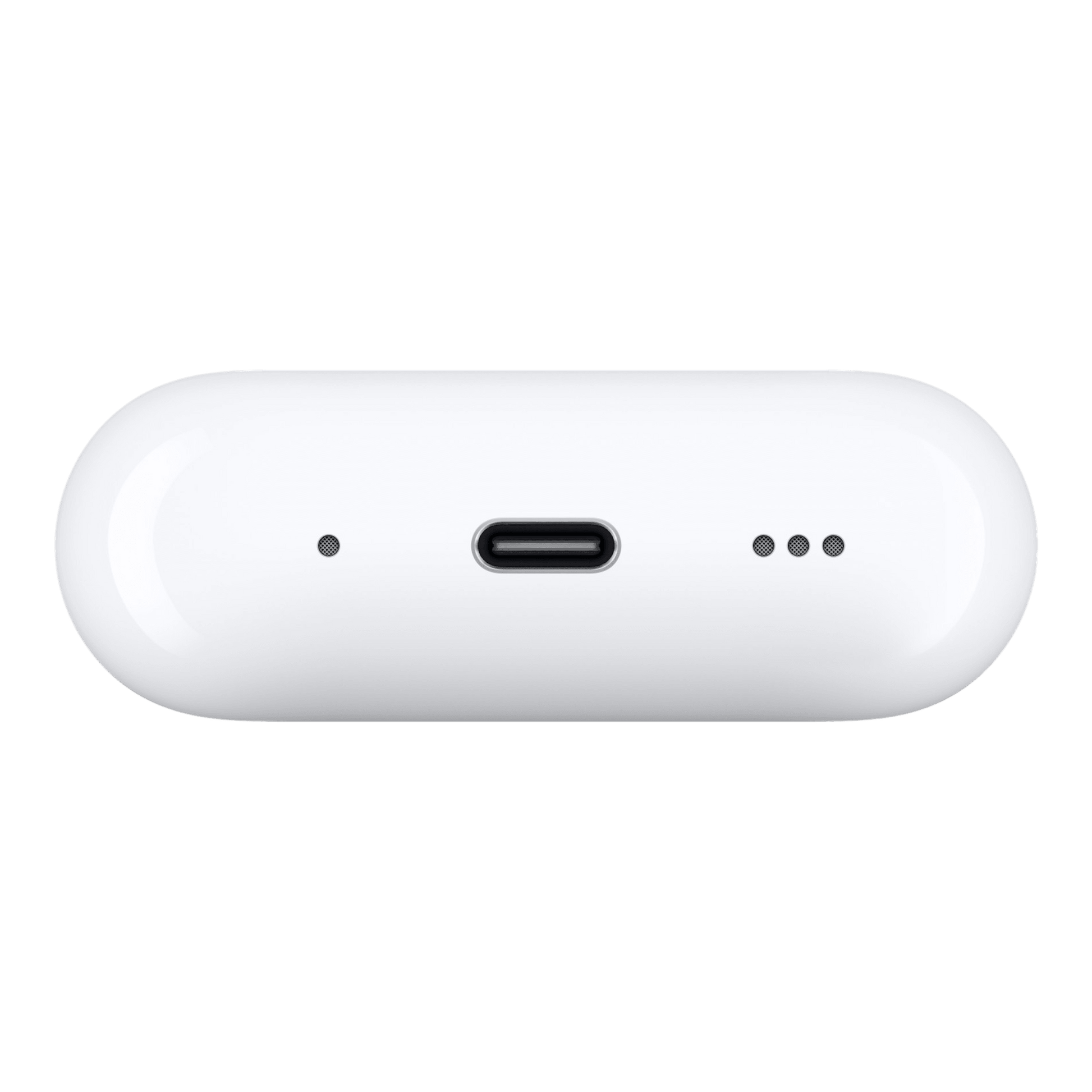 White AirPods Pro 2nd generation MagSafe charging case with USB-C port and LED indicator lights