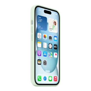 iPhone 15 Silicone Case with MagSafe - Soft Mint - alAsil