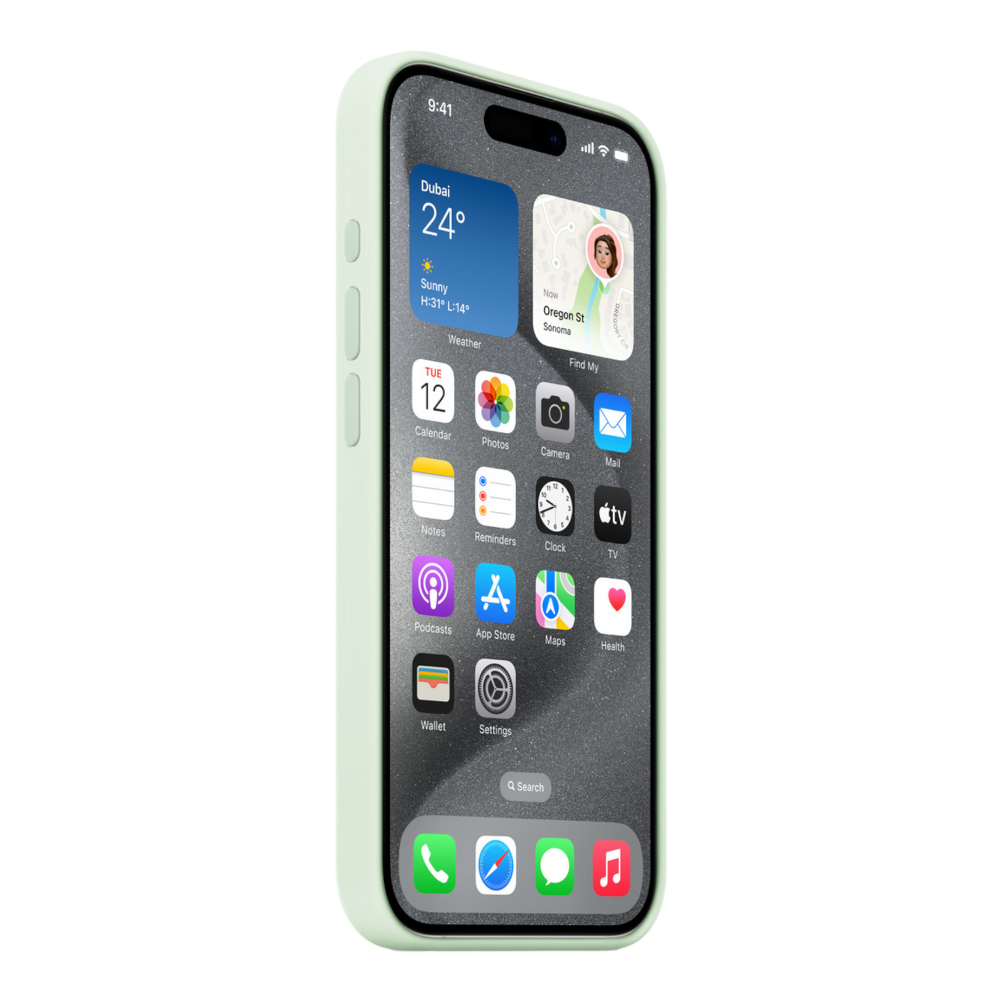 iPhone 15 Pro Silicone Case with MagSafe - Soft Mint - alAsil