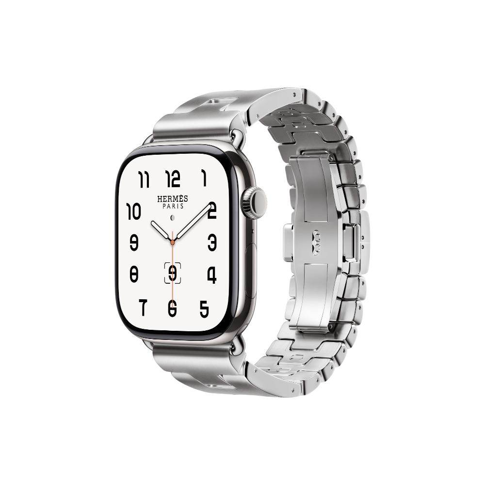 Apple Watch Hermès Series 10 GPS + Cellular, 42mm Silver Titanium Case with Satiné Grand H - Medium