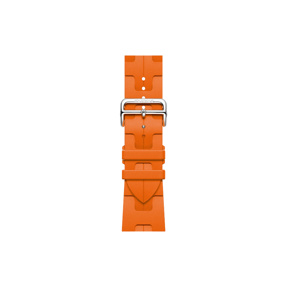Apple Watch Hermès Series 10 GPS + Cellular, 46mm Silver Titanium Case with Orange Kilim Single Tour, Onesize
