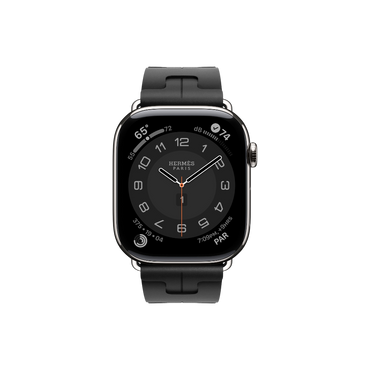 Apple Watch Hermès Series 10 GPS + Cellular, 46mm Silver Titanium Case with Noir Kilim Single Tour, Onesize