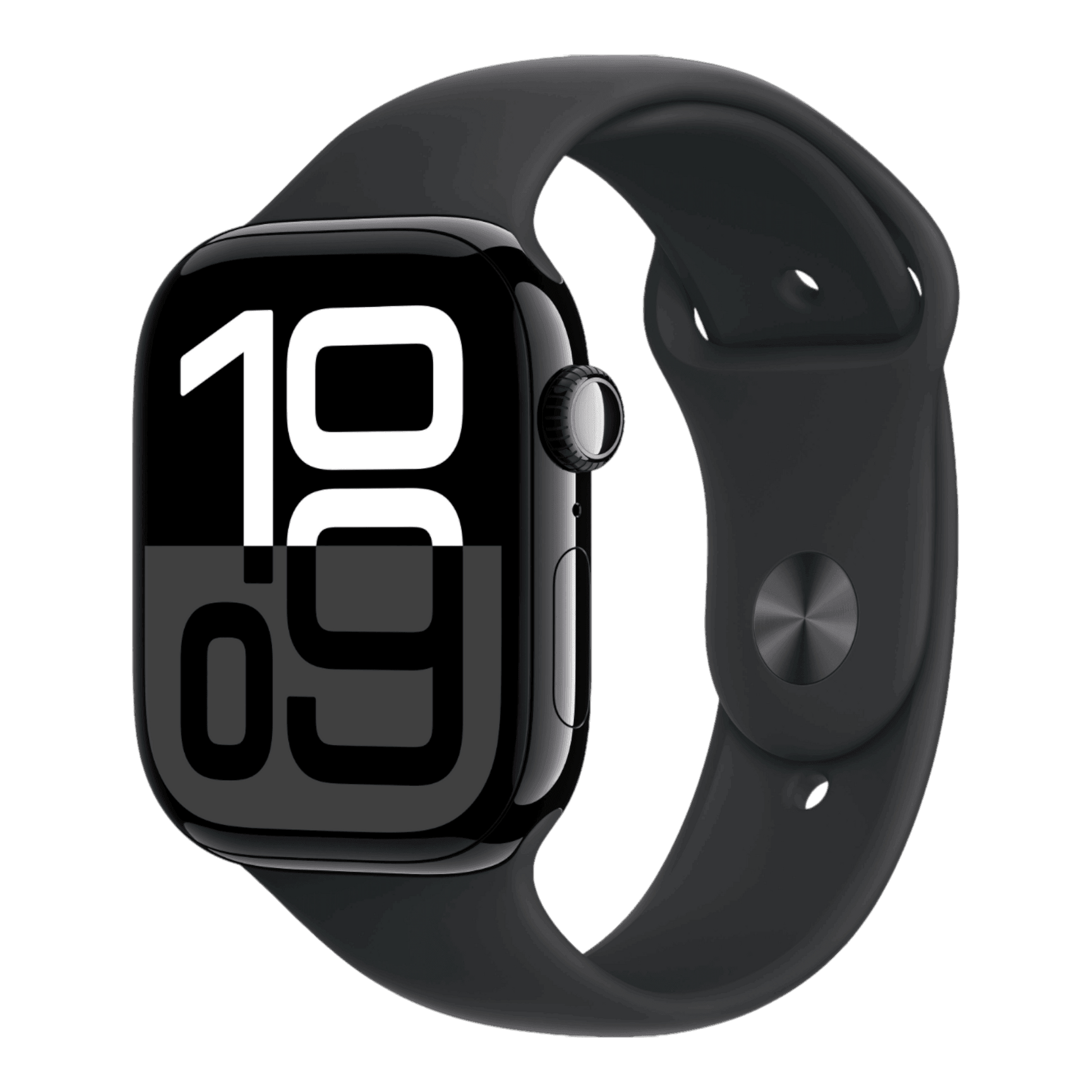 Apple Watch Series 10 GPS, 46mm Jet Black Aluminum Case with Black Sport Band - S/M - alAsil