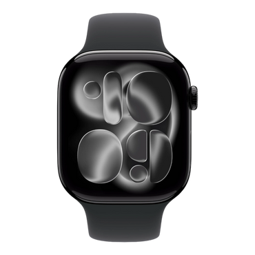 Apple Watch Series 11 GPS, 46mm Jet Black Aluminum Case with Black Sport Band - M/L