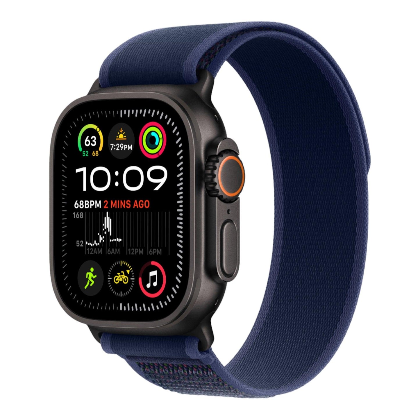 Apple Watch Ultra 2 GPS + Cellular, 49mm Black Titanium Case with Blue Trail Loop - M/L - alAsil