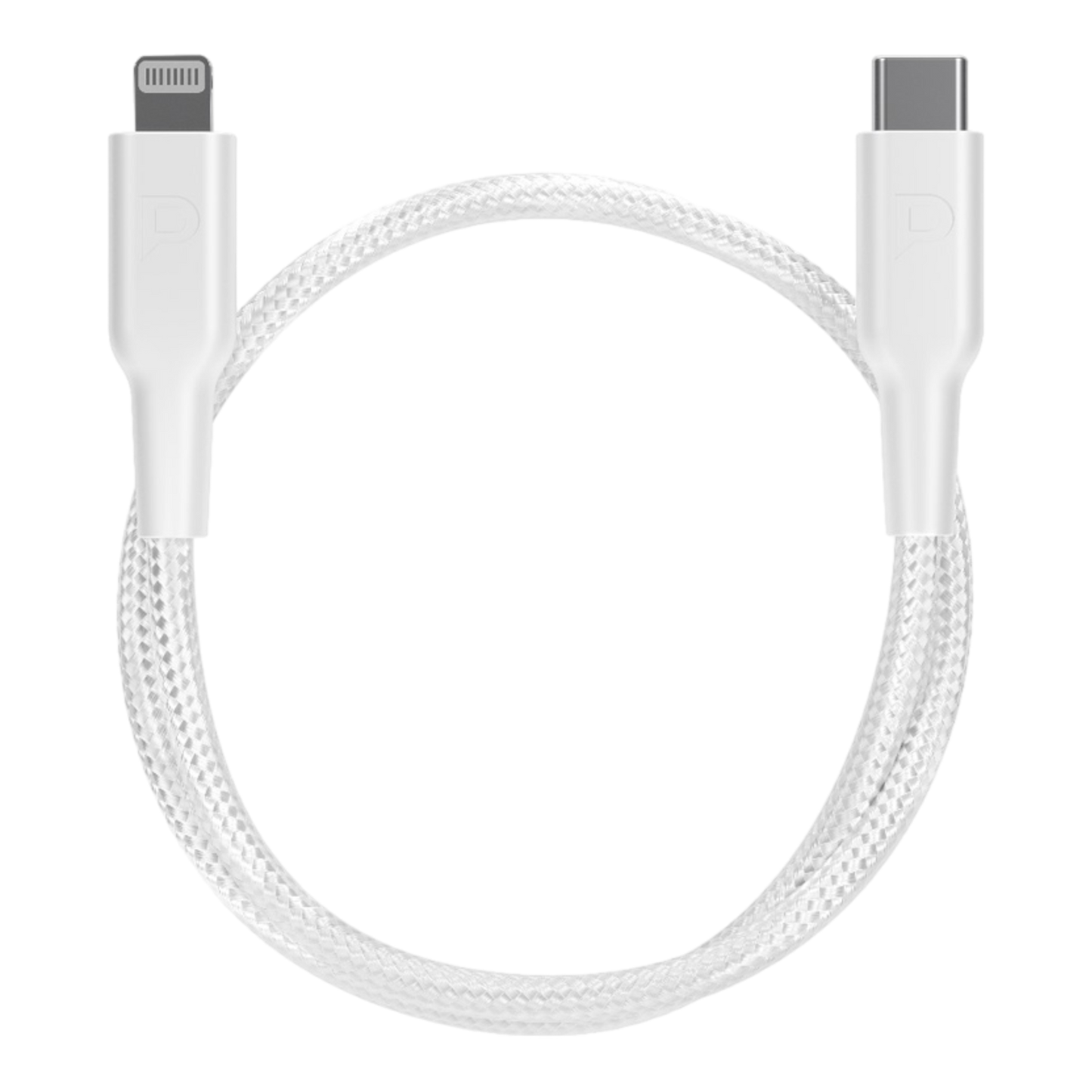 Powerology MFI Braided Type-C to Lightning Cable 30CM - White - alAsil
