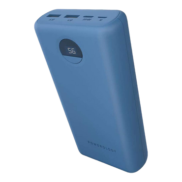 Powerology 20000mAh Compact Power Bank 30W PD & QC3.0 USB-A and USB-C Power Bank Blue - alAsil